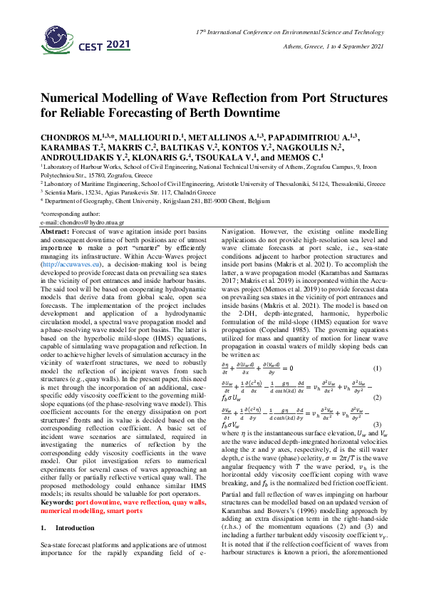 (PDF) Numerical Modelling of Wave Reflection from Port Structures for ...