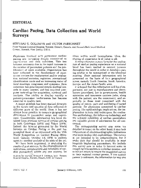 (PDF) Cardiac Pacing, Data Collection and World Surveys