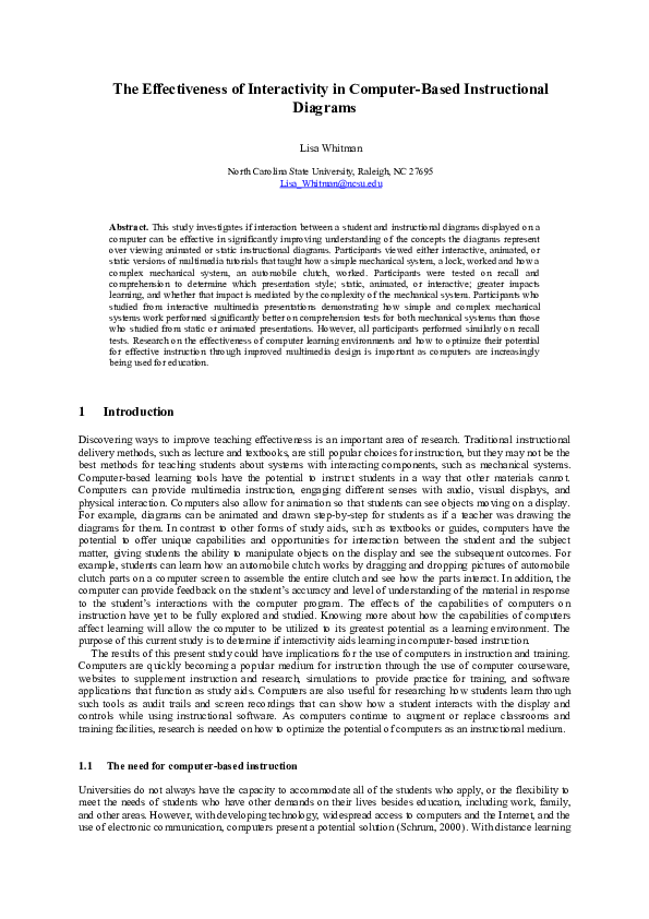 (PDF) The Effectiveness of Interactivity in Computer-Based ...