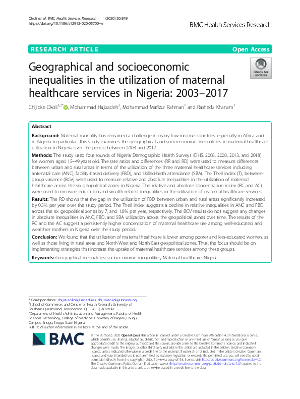 (PDF) Geographical and socioeconomic inequalities in the utilization of ...