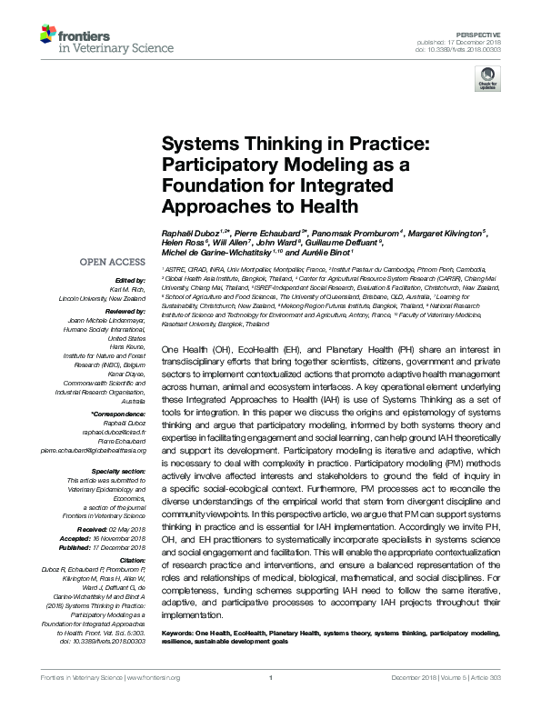 (PDF) Systems Thinking in Practice: Participatory Modeling as a ...