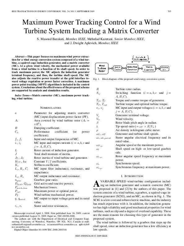 (PDF) Maximum Power Tracking Control for a Wind Turbine System ...