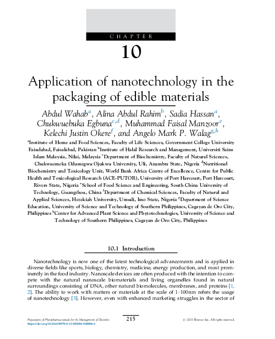 (PDF) Application of nanotechnology in the packaging of edible materials