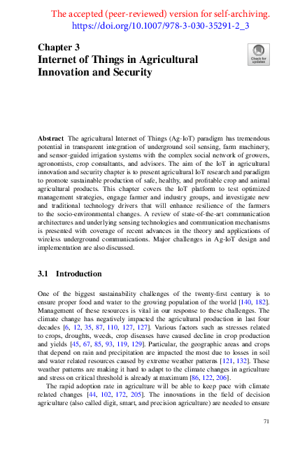 (PDF) Internet of Things in Agricultural Innovation and Security