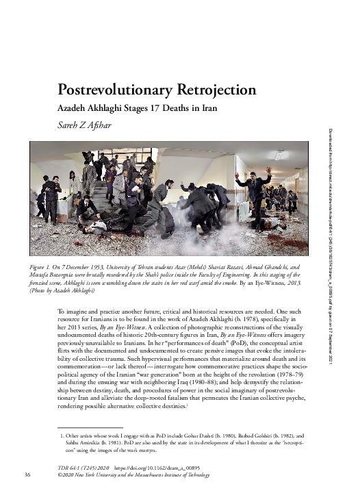 (PDF) Postrevolutionary Retrojection: Azadeh Akhlaghi Stages 17 Deaths ...