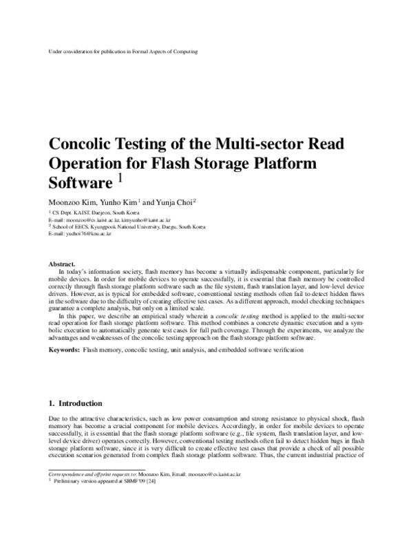 (PDF) Concolic testing of the multi-sector read operation for flash ...