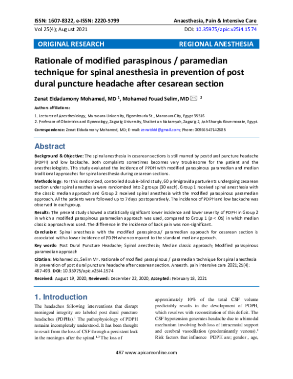 (PDF) Rationale of modified paraspinous / paramedian technique for ...