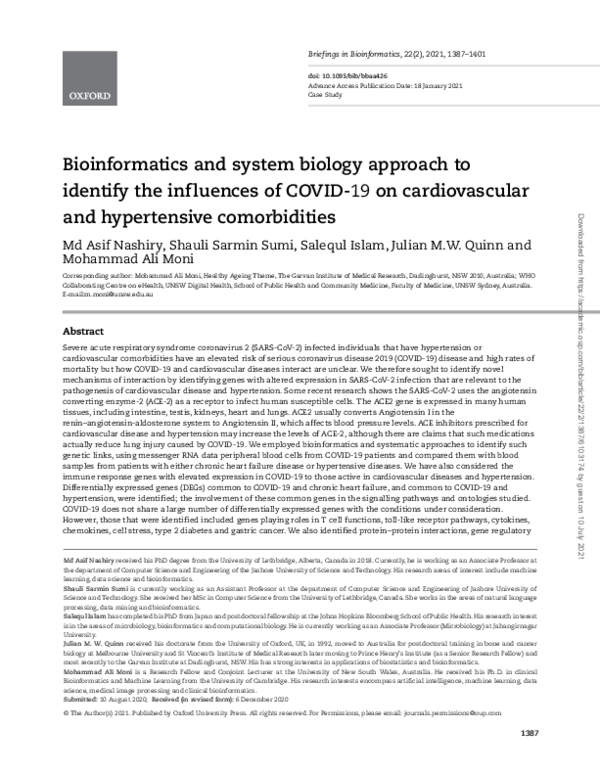 (PDF) Bioinformatics and system biology approach to identify the ...