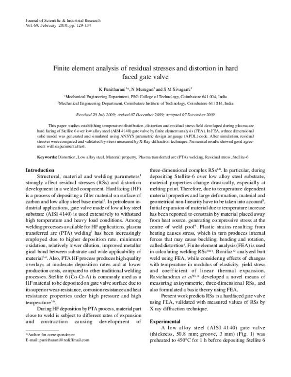 (PDF) Finite element analysis of residual stresses and distortion in ...