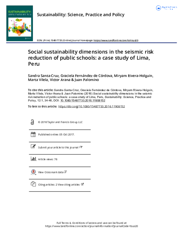 (PDF) Social sustainability dimensions in the seismic risk reduction of ...