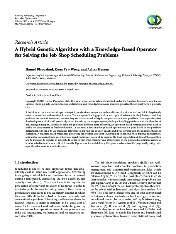 (PDF) A Hybrid Genetic Algorithm with a Knowledge-Based Operator for ...