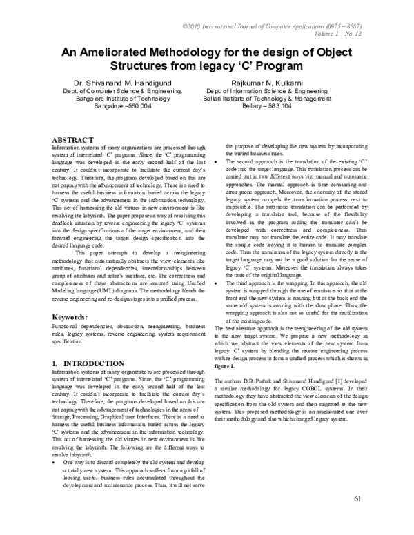 (PDF) An Ameliorated Methodology for the design of Object Structures ...
