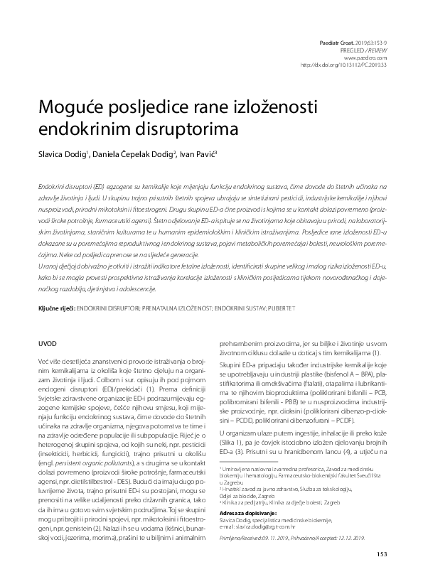 (PDF) Possible consequences of early exposure to endocrine disruptors