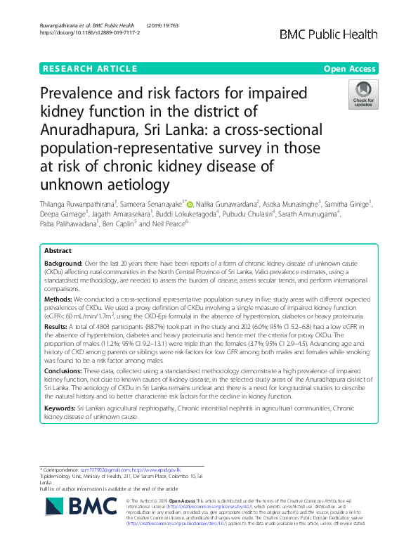 (PDF) Prevalence and risk factors for impaired kidney function in the ...