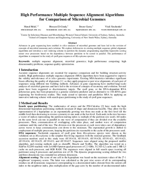 (PDF) High performance multiple sequence alignment algorithms for ...