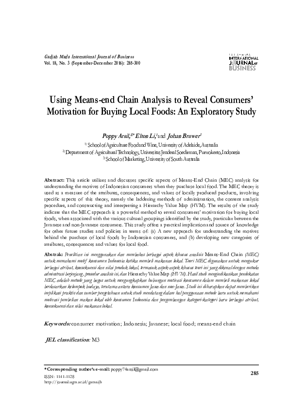(PDF) Using Means-end Chain Analysis to Reveal Consumers’ Motivation ...