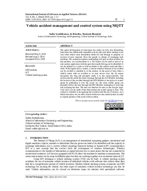 (PDF) Vehicle accident management and control system using MQTT