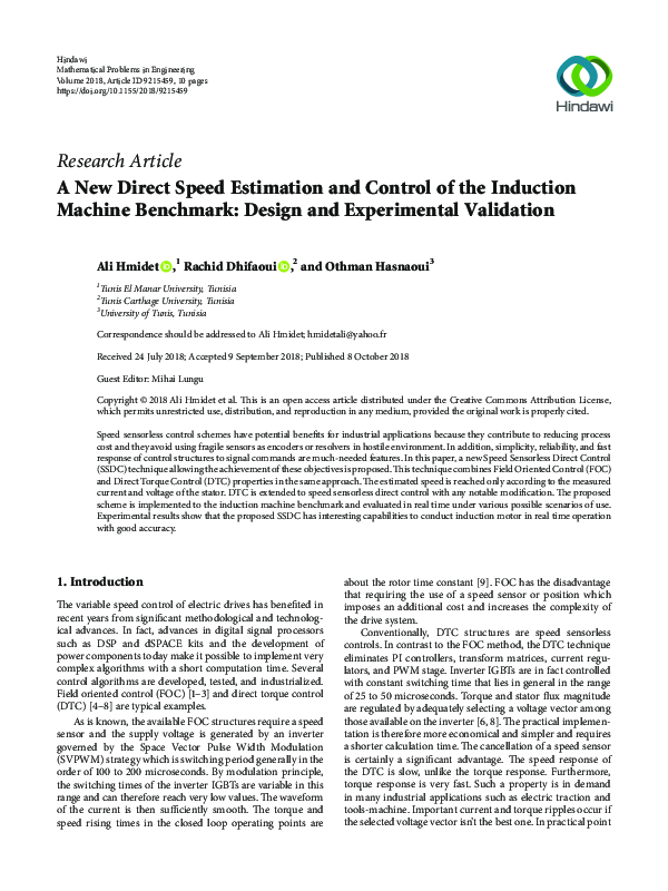 (PDF) A New Direct Speed Estimation and Control of the Induction ...