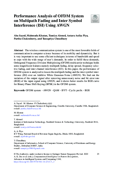 (PDF) Performance Analysis of OFDM System on Multipath Fading and Inter ...