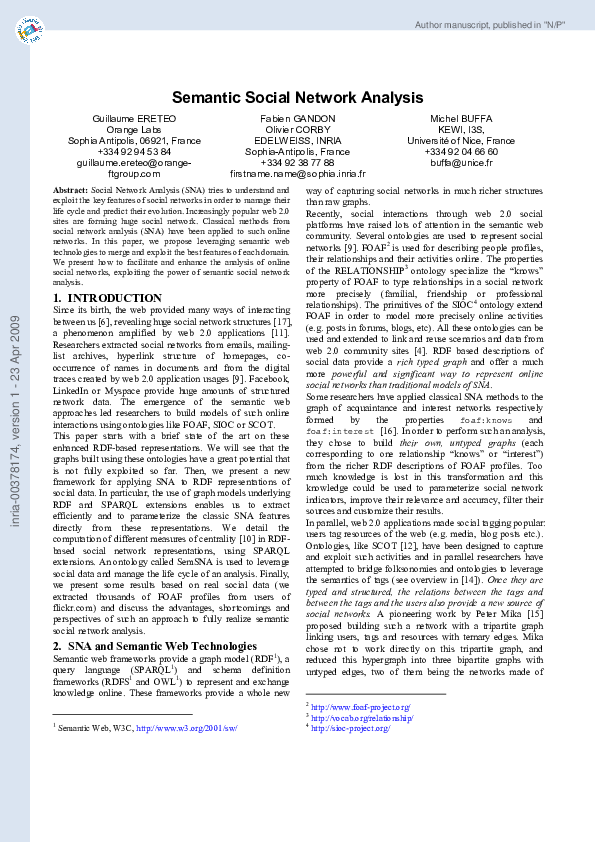 (PDF) Semantic Social Network Analysis