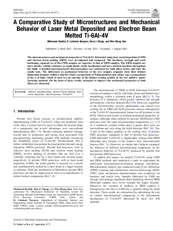 (PDF) A Comparative Study of Microstructures and Mechanical Behavior of ...