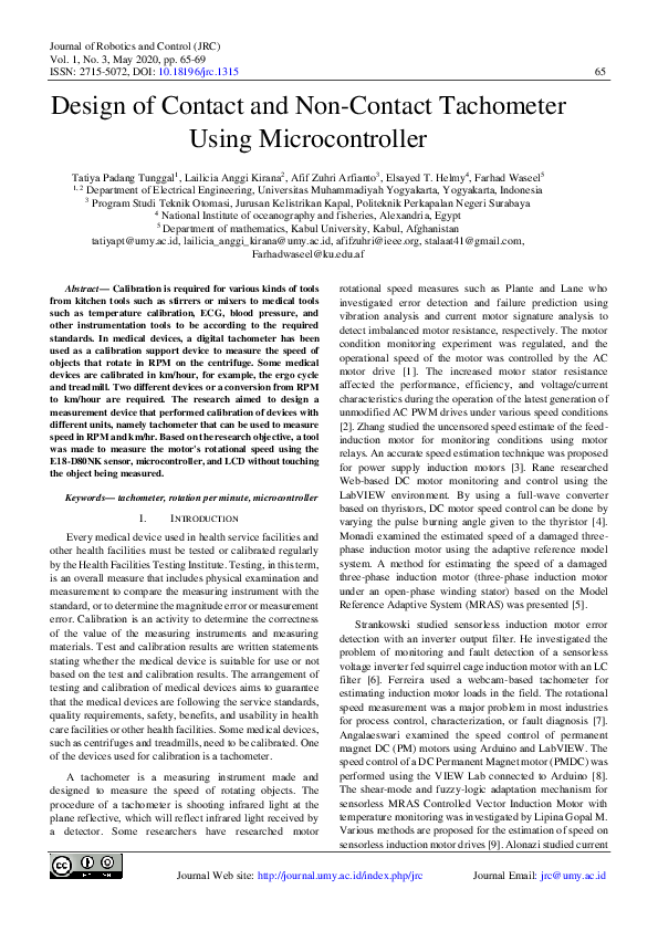 (PDF) The Design of Tachometer Contact and Non-Contact Using ...