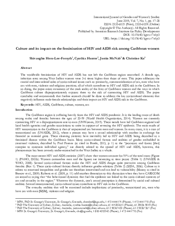 (PDF) Culture and its impact on the feminisation of HIV and AIDS risk ...