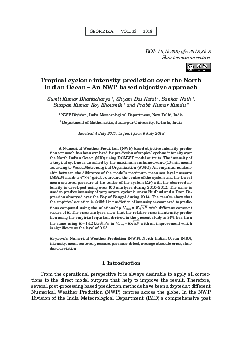 (PDF) Tropical cyclone intensity prediction over the North Indian Ocean ...
