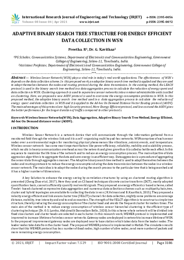 (PDF) IRJET- ADAPTIVE BINARY SEARCH TREE STRUCTURE FOR ENERGY EFFICIENT ...