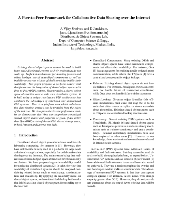 (PDF) A Peer-to-Peer Framework for Collaborative Data Sharing over the ...