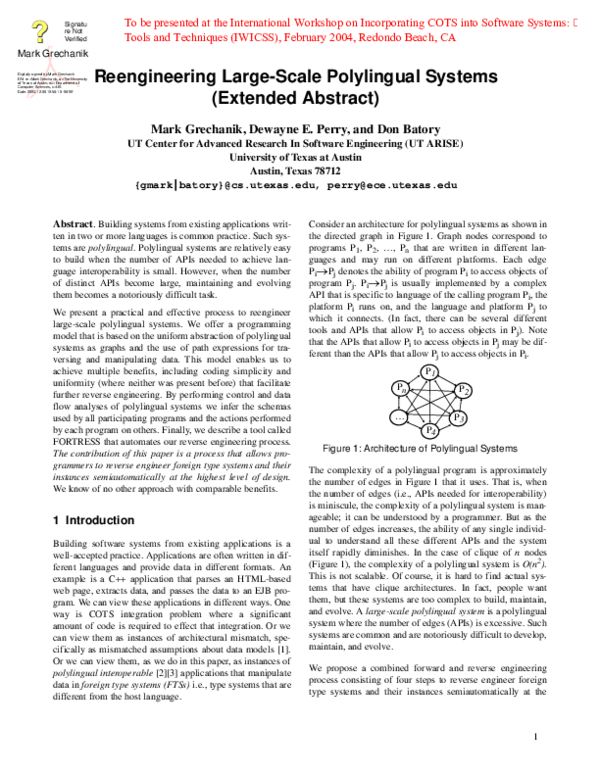 (PDF) Reengineering Large-Scale Polylingual Systems