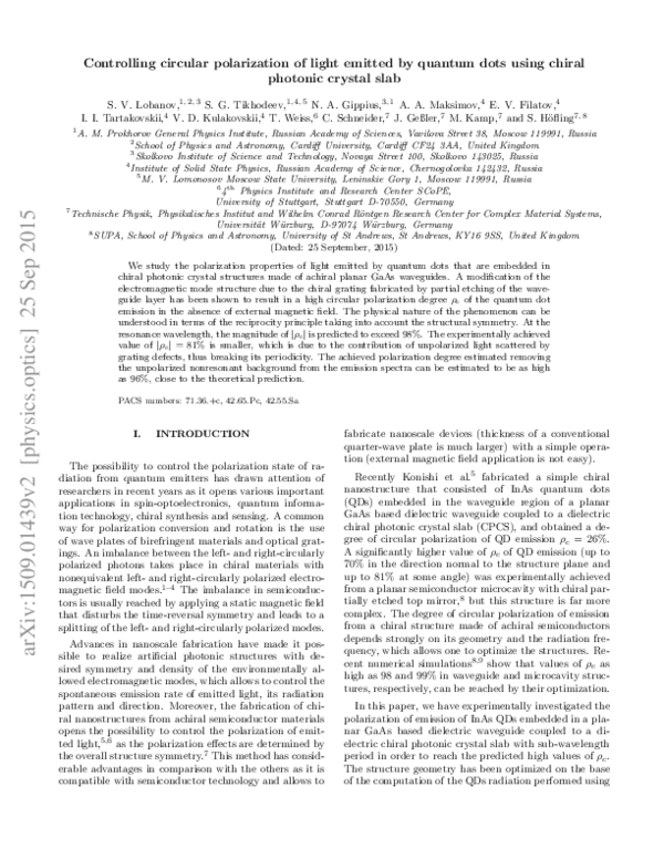 (PDF) Controlling circular polarization of light emitted by quantum ...