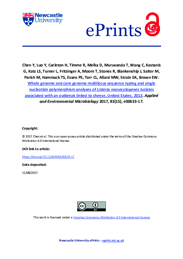 (PDF) Whole genome and core genome multilocus sequence typing and ...