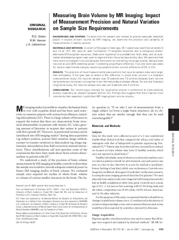 (PDF) Measuring Brain Volume by MR Imaging: Impact of Measurement ...