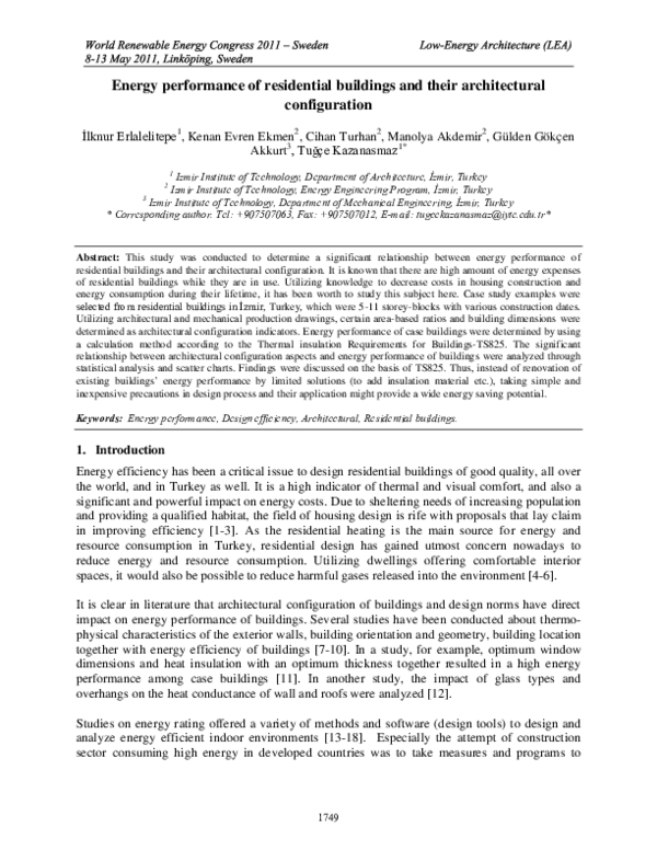 (PDF) Energy Performance of Residential Buildings and their ...