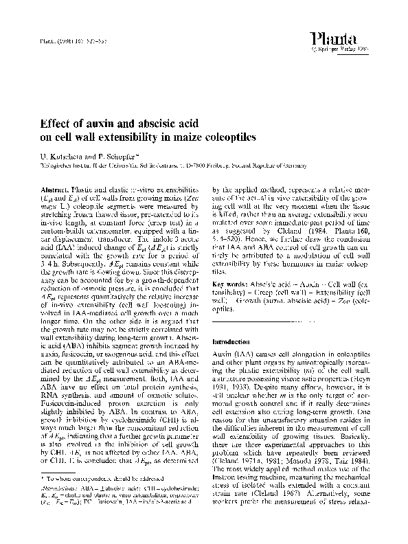 (PDF) Effect of auxin and abscisic acid on cell wall extensibility in ...