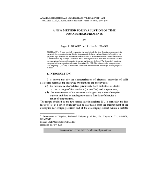 (PDF) A New Method for Evaluation of Time Domain Measurements