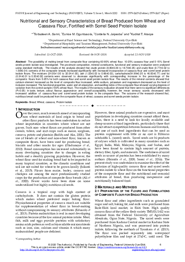 (PDF) Nutritional and Sensory Characteristics of Bread Produced from ...