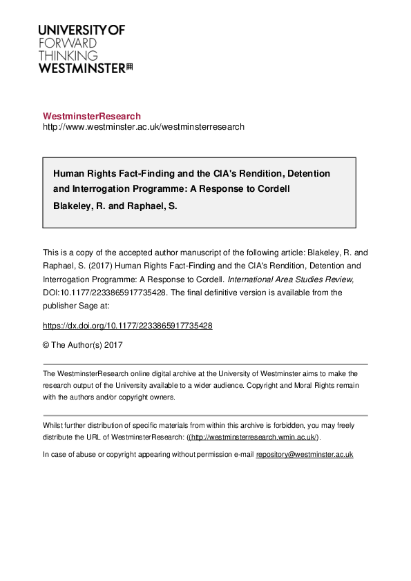 (PDF) Human rights factfinding and the CIA’s rendition, detention and