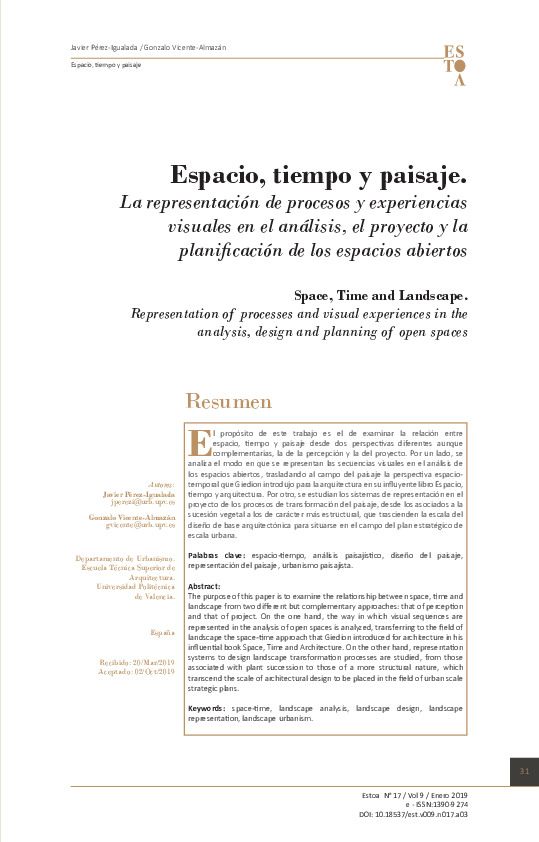 (PDF) Space, Time and Landscape. Representation of visual experiences ...