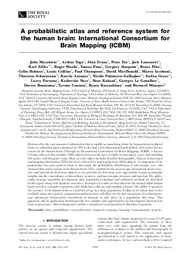 (PDF) A probabilistic atlas and reference system for the human brain ...