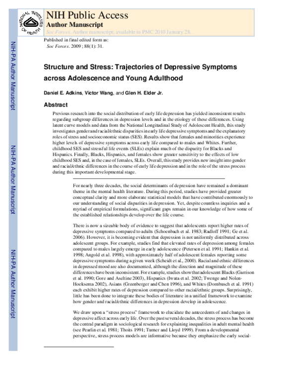 (PDF) Structure and Stress: Trajectories of Depressive Symptoms across ...