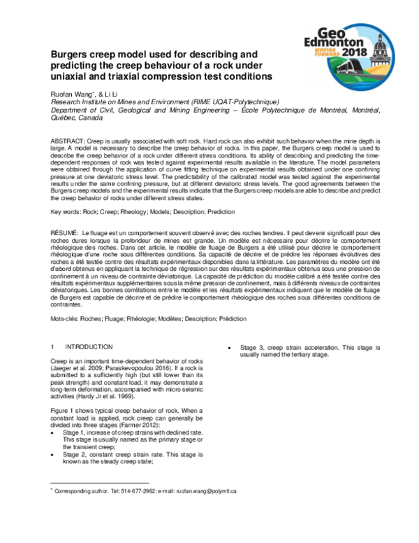 (PDF) Burgers creep model used for describing and predicting the creep ...