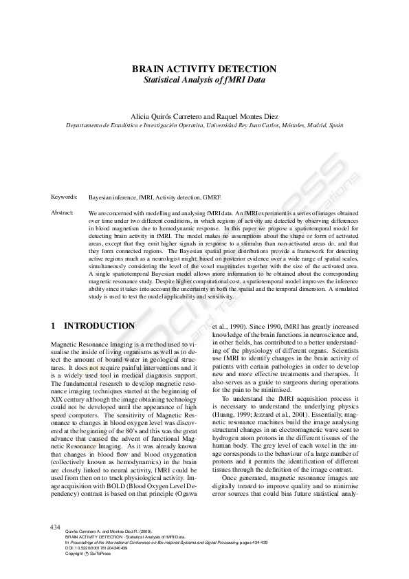 (PDF) Brain Activity Detection - Statistical Analysis of fMRI Data