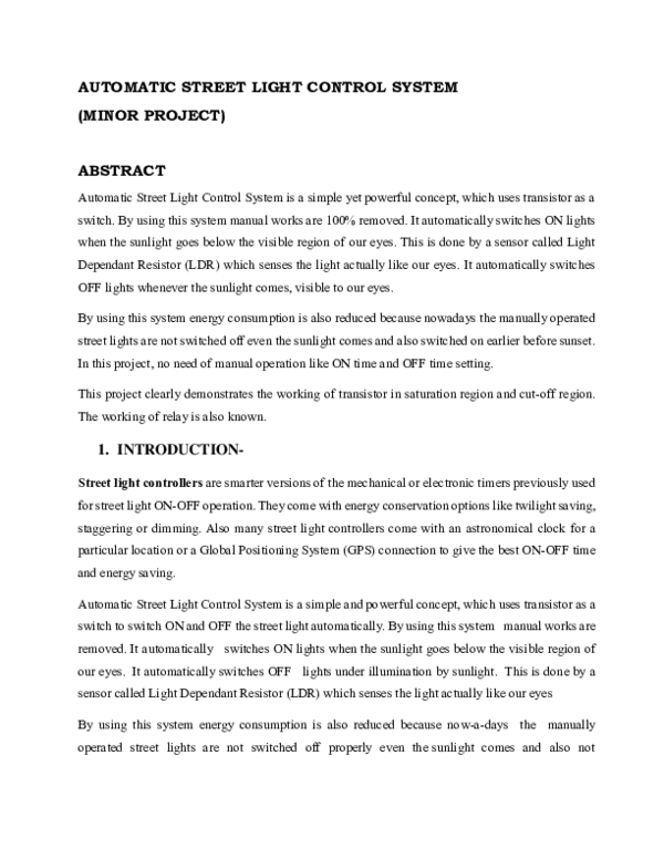 (PDF) AUTOMATIC STREET LIGHT CONTROL SYSTEM srinivasarao67 siram Academia.edu