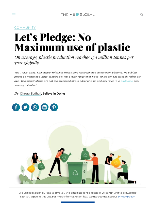 (PDF) Let’s Pledge: No Maximum use of plastic