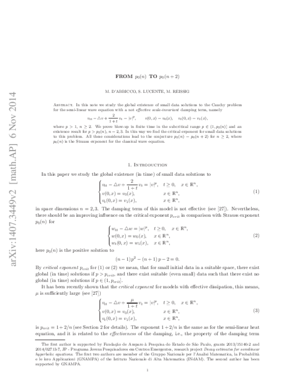 (PDF) A shift in the Strauss exponent for semilinear wave equations ...