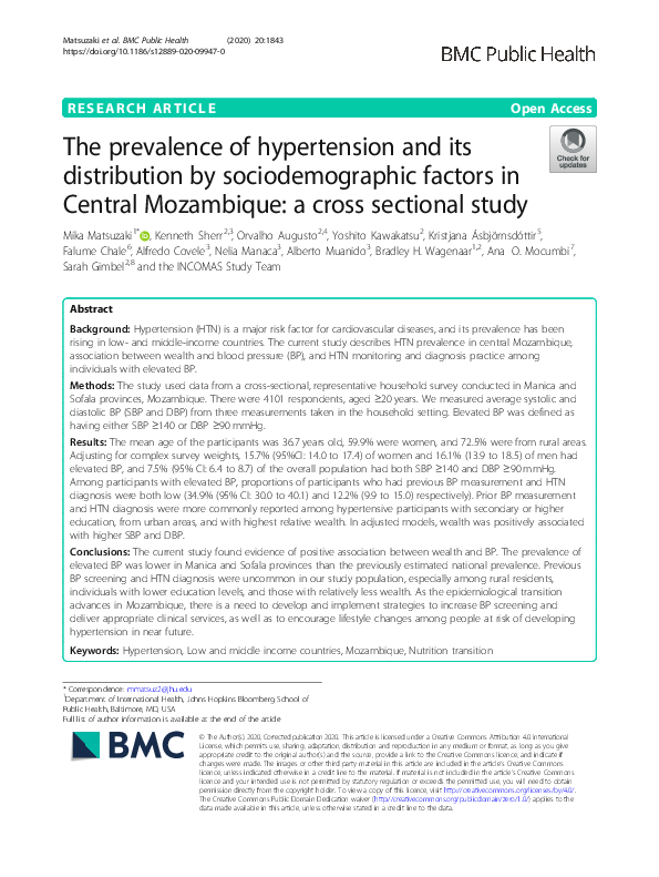 (PDF) The prevalence of hypertension and its distribution by ...