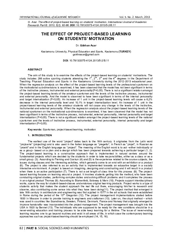 (PDF) The Effect of Project - Based Learning on Students’ Motivation