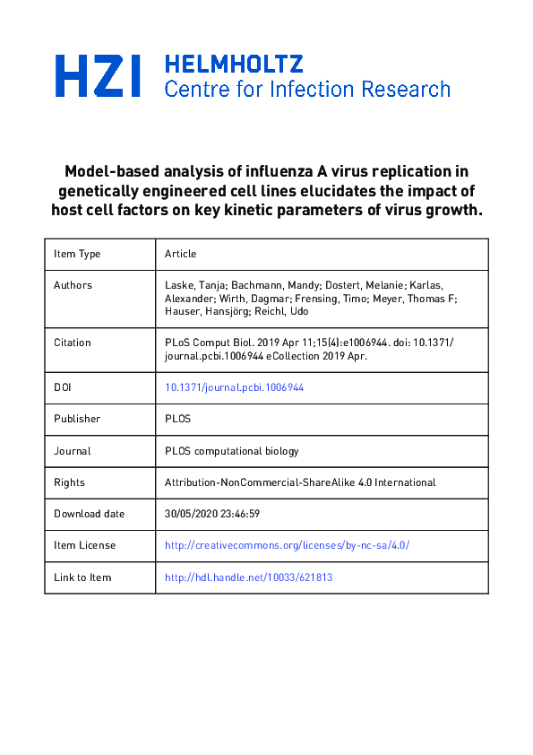 (PDF) Model-based analysis of influenza A virus replication in ...